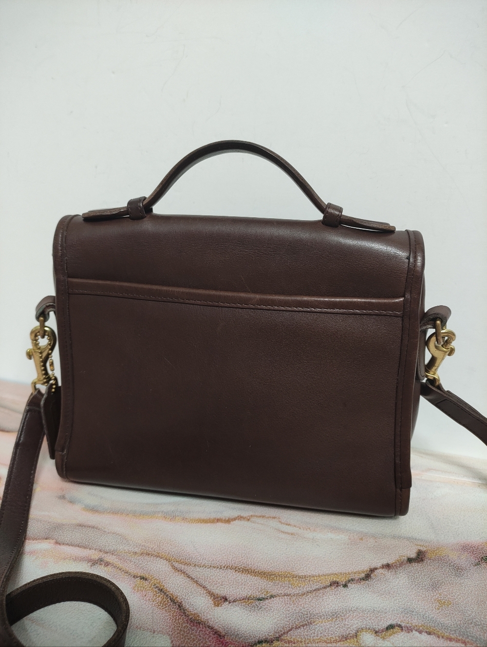 Vintage Coach 9870 Court Top Handle Leather Bag Mahogany Brown - Picture 5 of 12